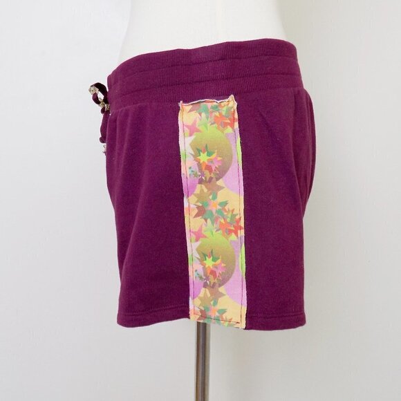 handmade Pants - celestial lounge shorts upcycled reworked stars moon rainbow glitter beads